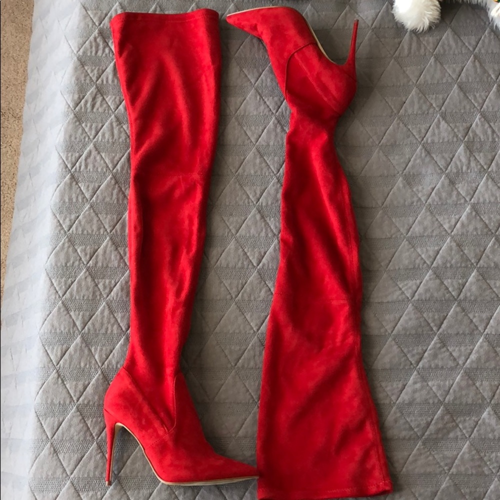 Red Steve Madden Thigh High Boots
